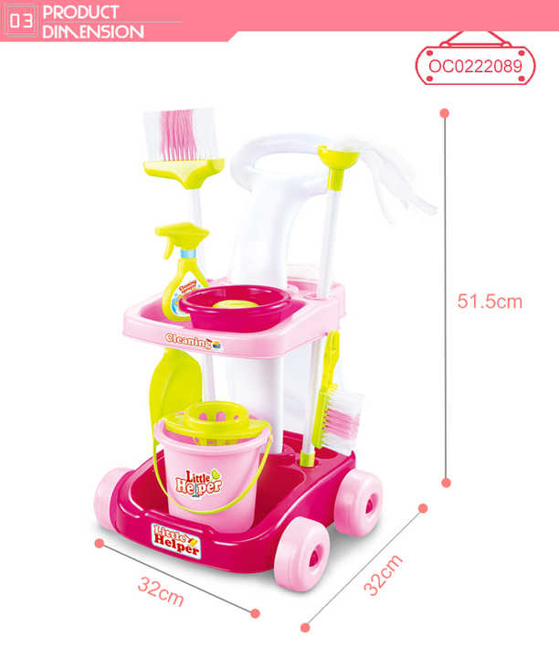 Brooms and Mops Pretend Play Preschool Kids Cleaning Cart Games Sets for Sale