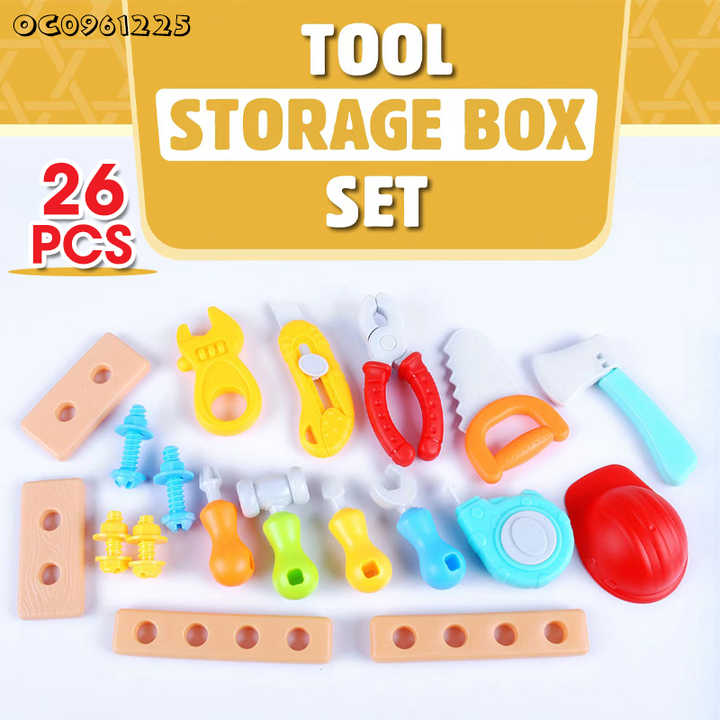 26pcs other pretend play preschool boys tool repair kit play diy plastic nut screw combination education toy with storage box