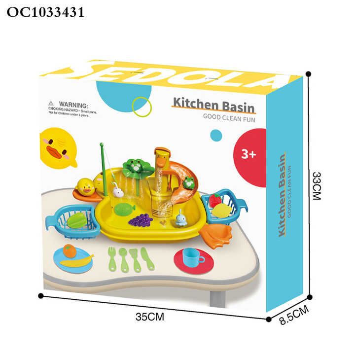 Cutting Fruit and Vegetables Baby Pretend Kitchen Play Preschool Toy Wash Basin Kitchen Set Toy With Plates