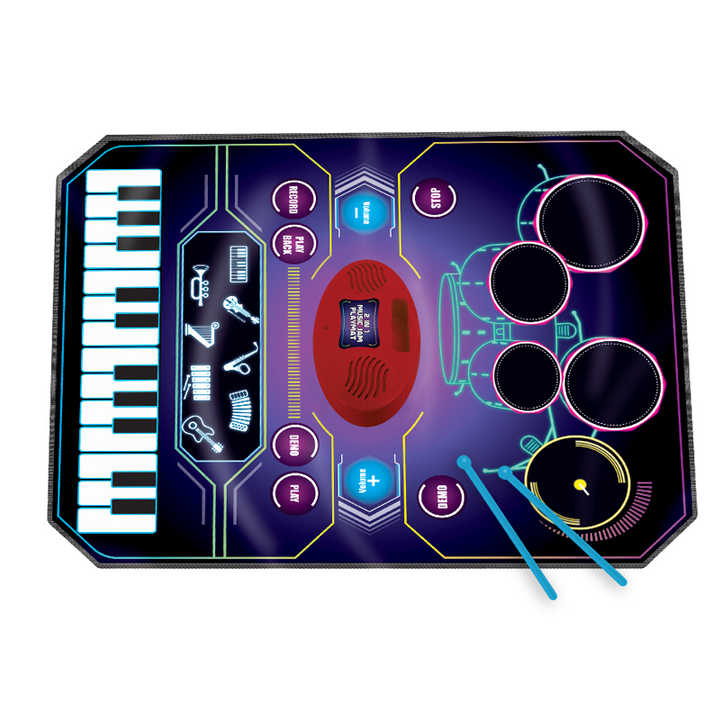 Light up Floor Piano Keyboard Mat for Kids with Drum Mat