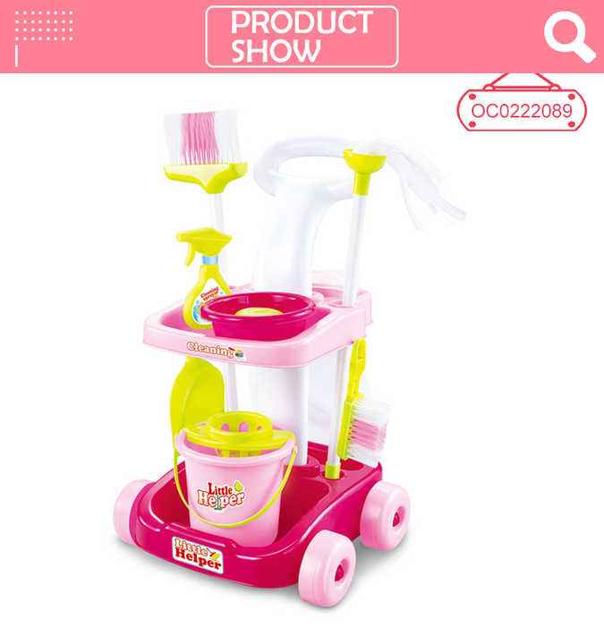 Brooms and Mops Pretend Play Preschool Kids Cleaning Cart Games Sets for Sale