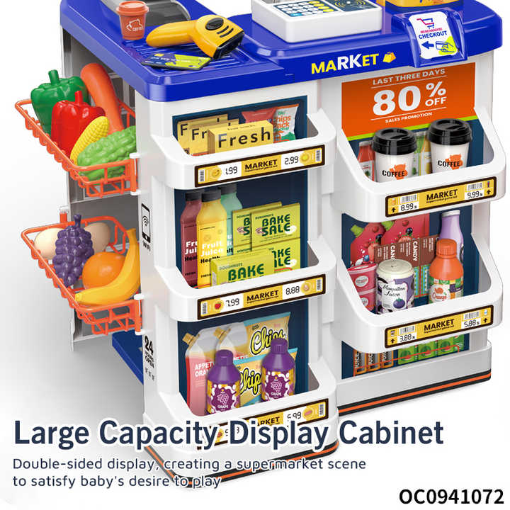 Toy Supermarket Checkout Shopping Basket Plastic Kids Shopping Mall Games