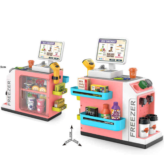 New Pretend Play Shopping Set Toys Mini Super Market Electronic Cash Register Station Game Plastic Supermarket Food Toy for Kids