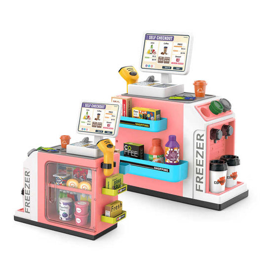 Home Supermarket Checkout Toy Children's Toy Store Game Shop Shopping Cash Register pink Toy