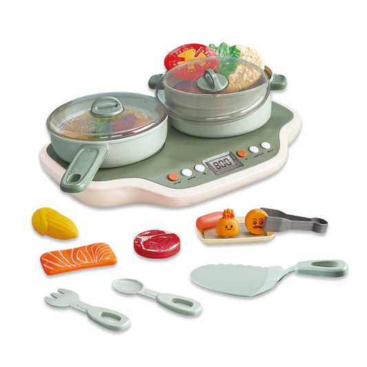 Children's Pretend Play Induction Cooker Battery Powered Plastic Kitchen Food Toys for Preschool Girls & Boys