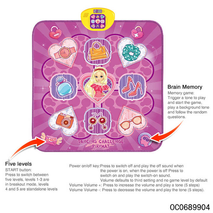 Waterproof Interactive Floor Game Electronic Dance Mat Oem Dancing Girl Toy