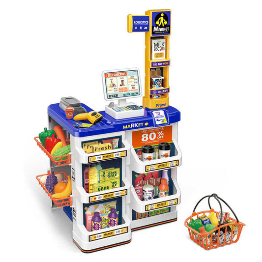 Toy Supermarket Checkout Shopping Basket Plastic Kids Shopping Mall Games